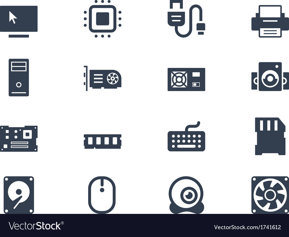 Set Computer Hardware Icons Vector Illustration Stock Vector 
