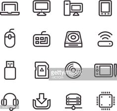 Flat Computer Repair Icons Set Stock Vector - Illustration of blue 