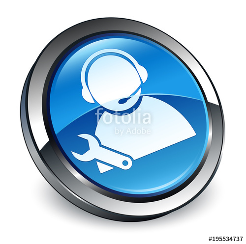Tech support icon blue square button Stock photo and royalty-free 