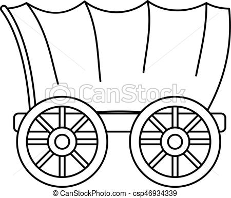 Ancient western covered wagon icon digital red Vector Image