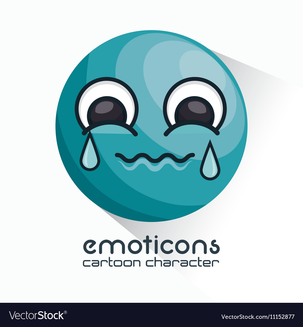 A sad crying emoticon smiley face character Vector Image