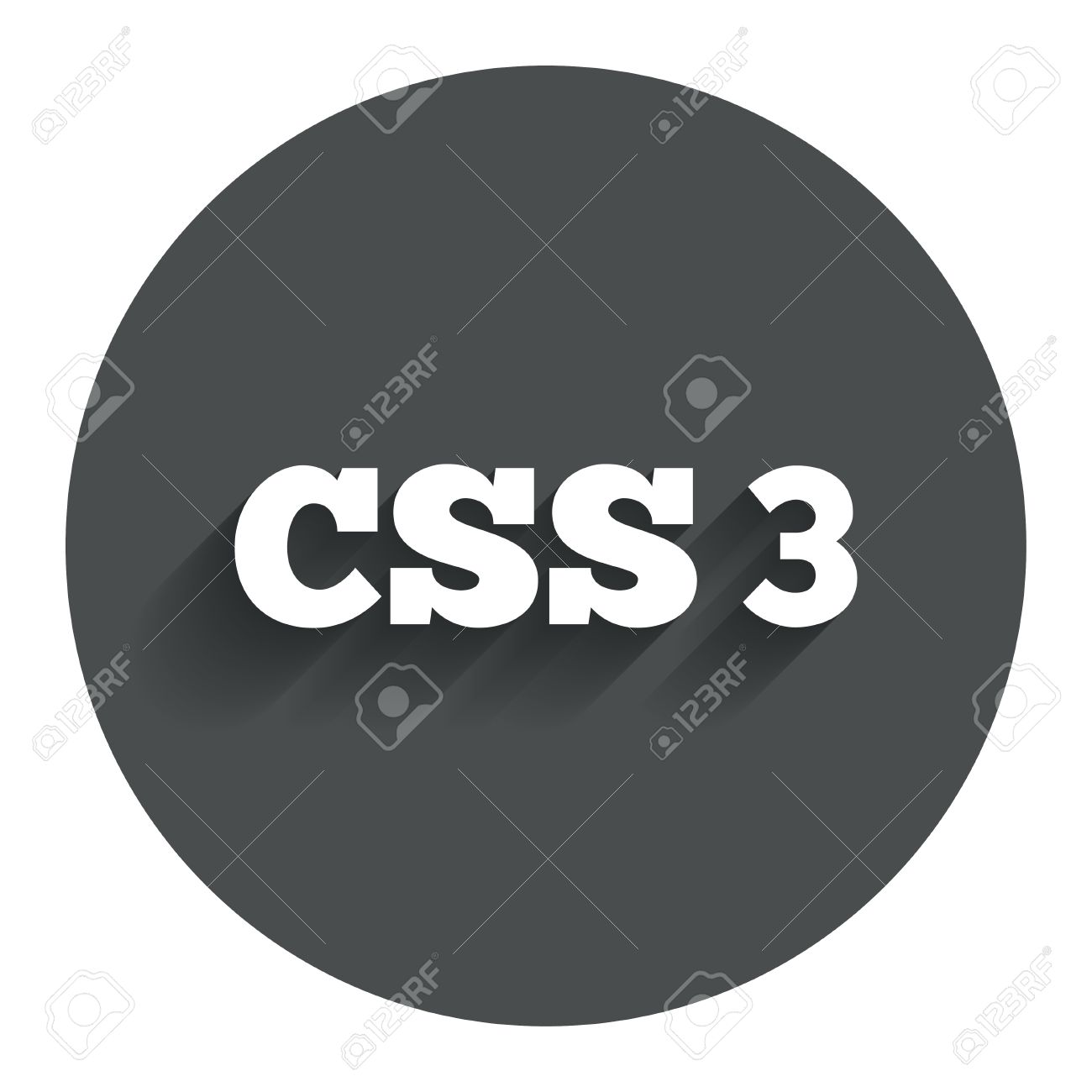 CSS3 Sign Icon. Cascading Style Sheets Symbol. Circle Flat Button 