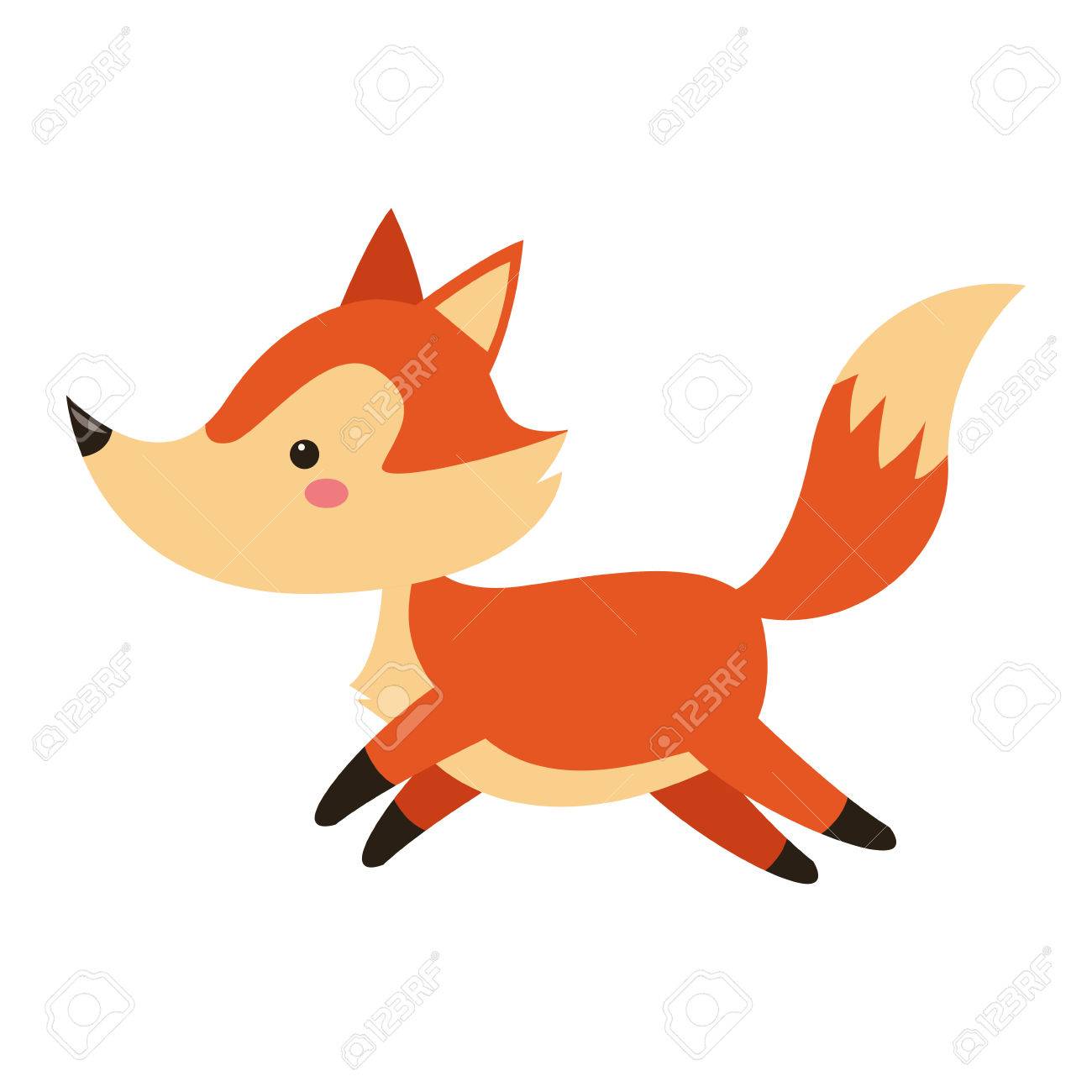 Cute fox cartoon flat vector sticker or icon. Cute funny eps 