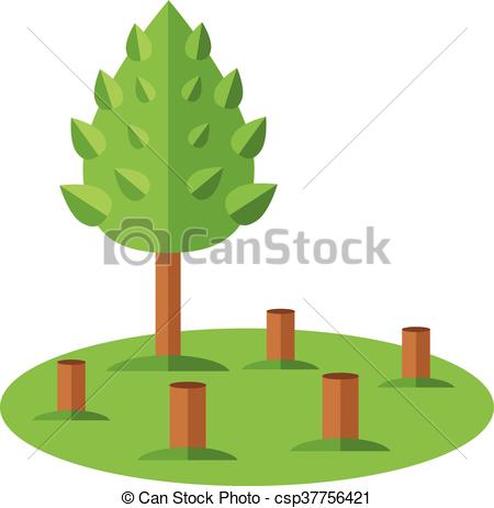 Deforestation Vector Sketch Icon Isolated On Stock Vector 
