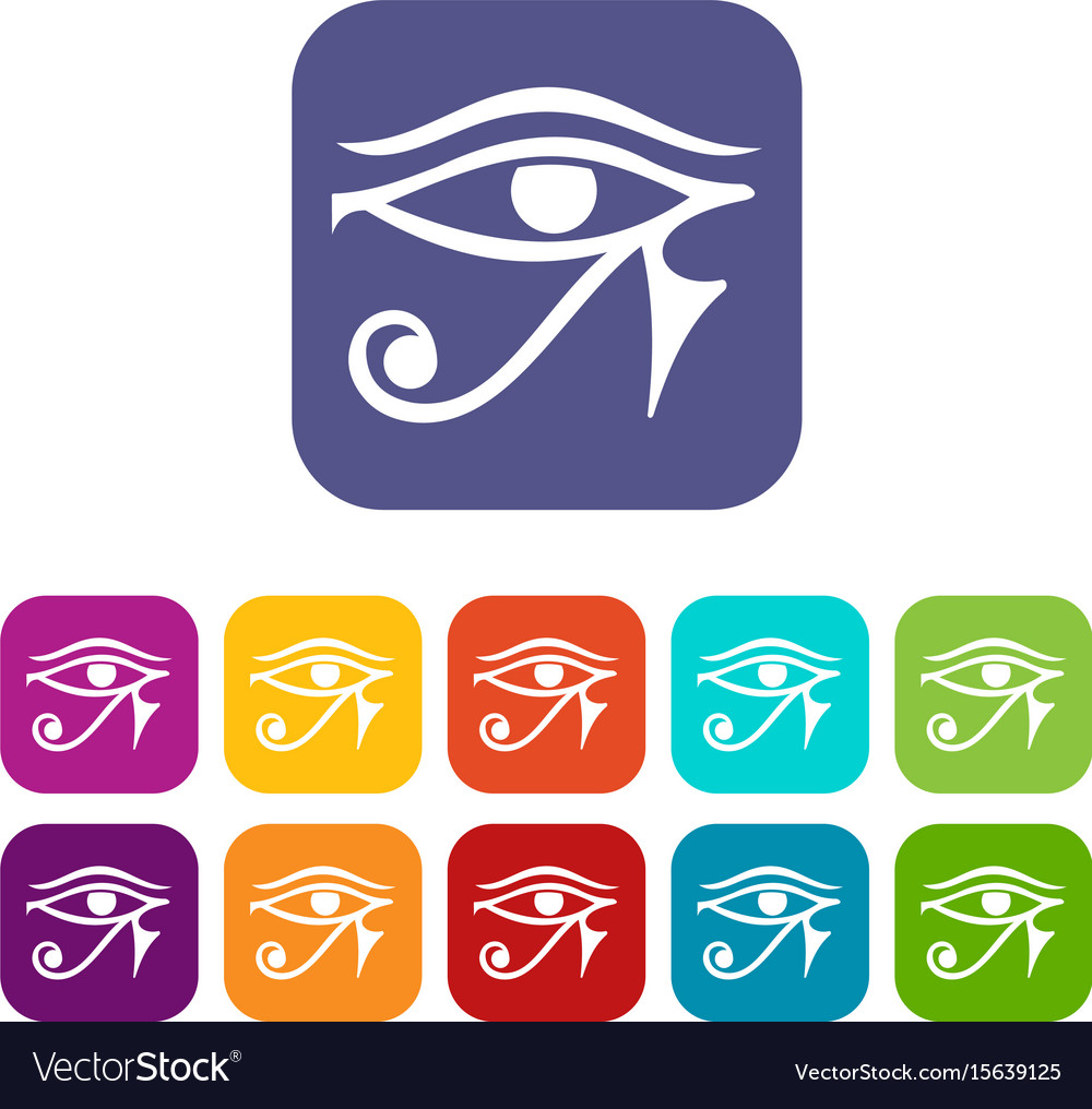 Eye of horus egypt deity icons set flat Royalty Free Vector