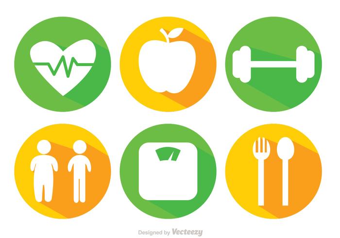 Illustration Of Health, Fitness And Diet Icons