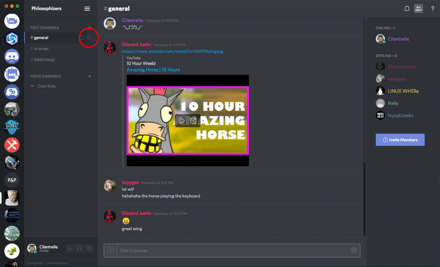 Discord server chat user mute