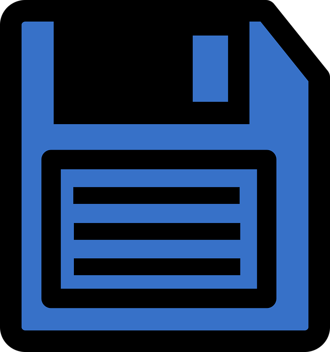 Save button interface symbol of outlined diskette - Free interface 