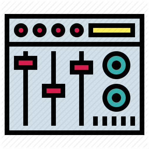 Vector outline sound dj mixer with knobs and sliders vectors 