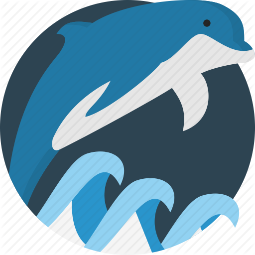 Round Icon With A Water Wave And Dolphin Stock Vector 