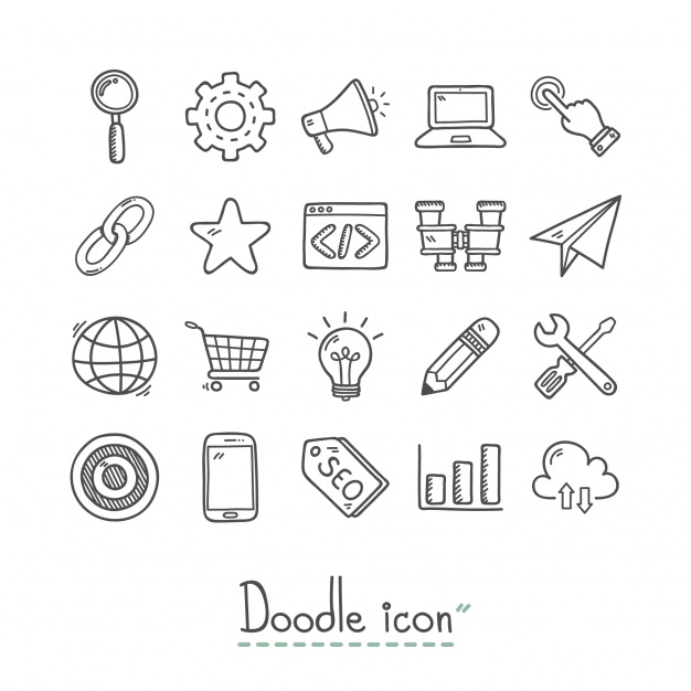 Doodle icons stock vector. Illustration of bell, doodle - 32102106