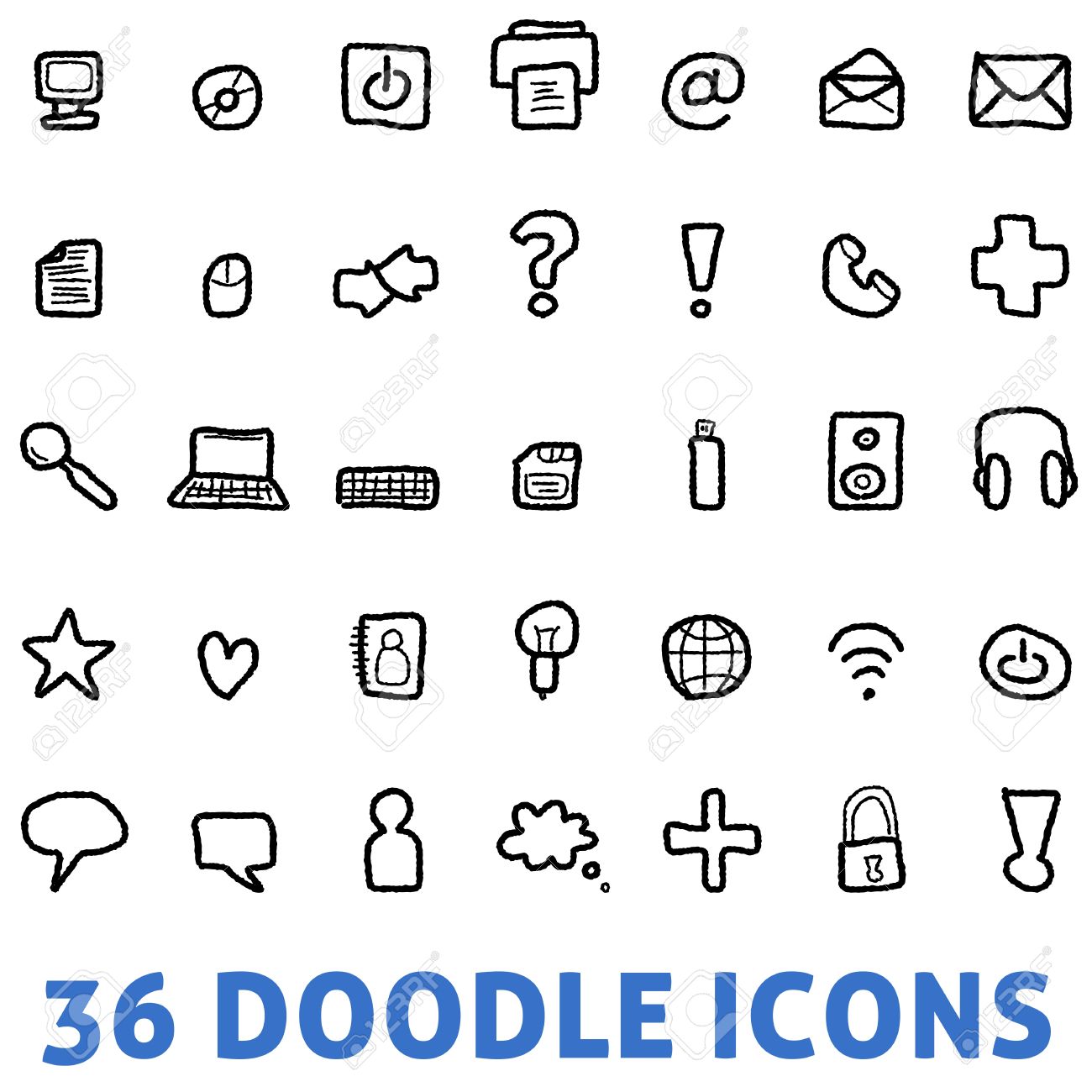 Hand Drawn Business Doodle Icons Seamless Stock Illustration 