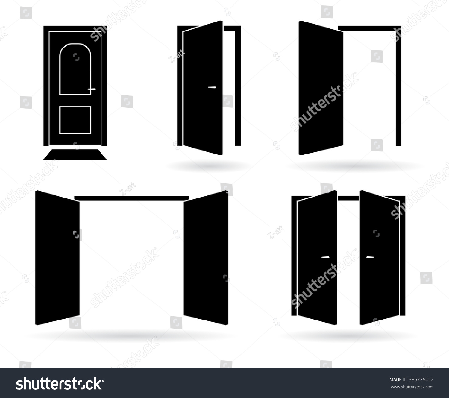 Old western swinging saloon doors icon in flat style isolated on 