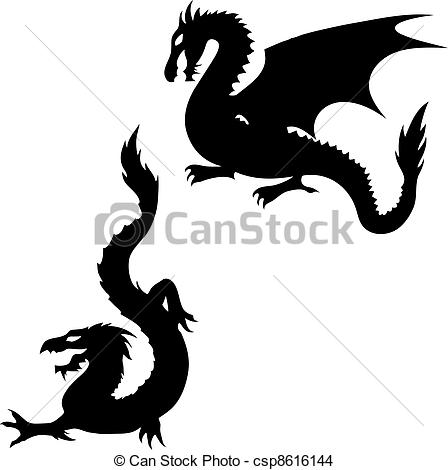 Cartoon Fire Dragon Icon Set Stock Vector - Illustration of castle 