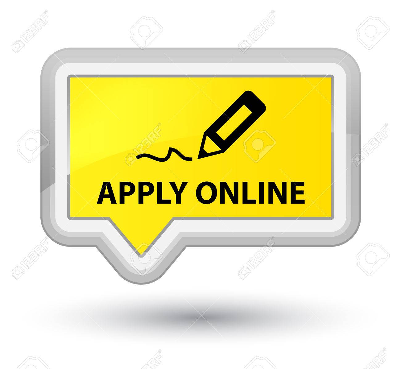 Apply Online (edit Pen Icon) Pink Square Button Stock Photo 
