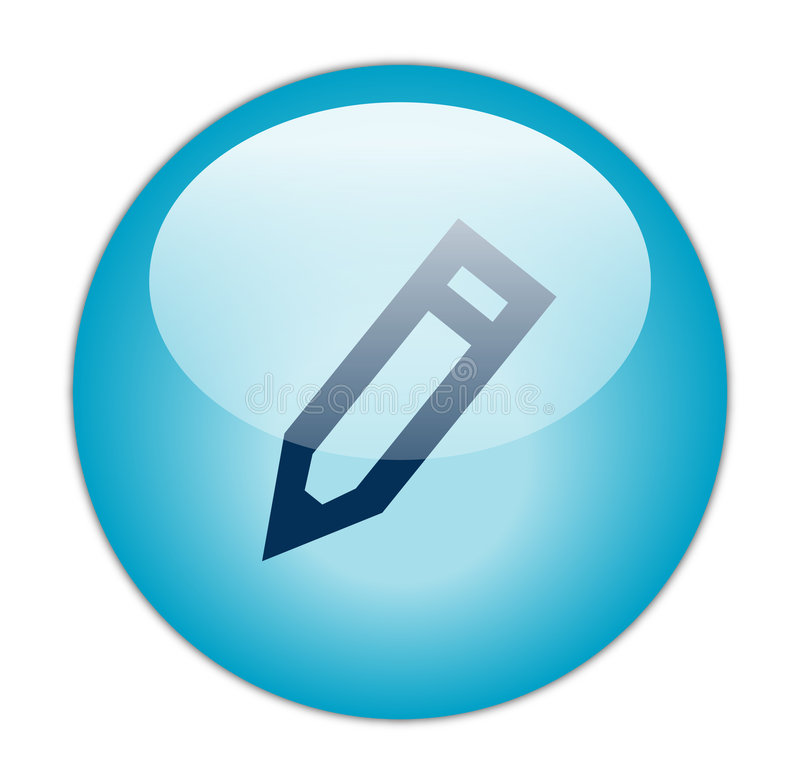 Glassy Blue Edit Icon stock illustration. Illustration of button 