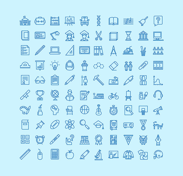 Education icons set stock vector. Illustration of graphic - 32844510