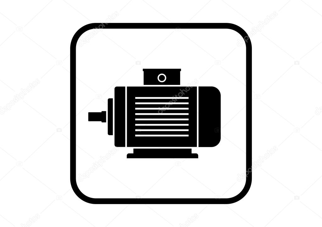 Electric motor icons set with long shadow Stock image and royalty 