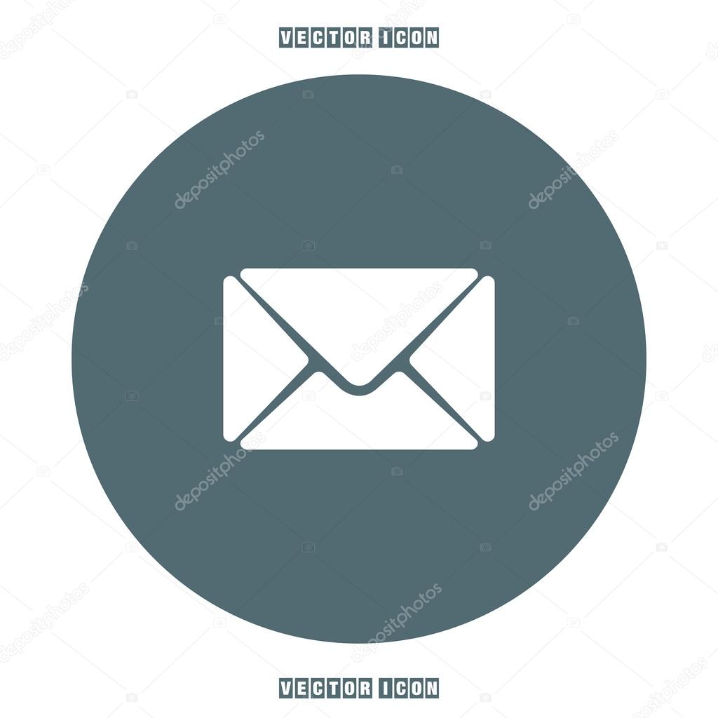 Email Flat Icon With Shadow On White Background, Green Modern 