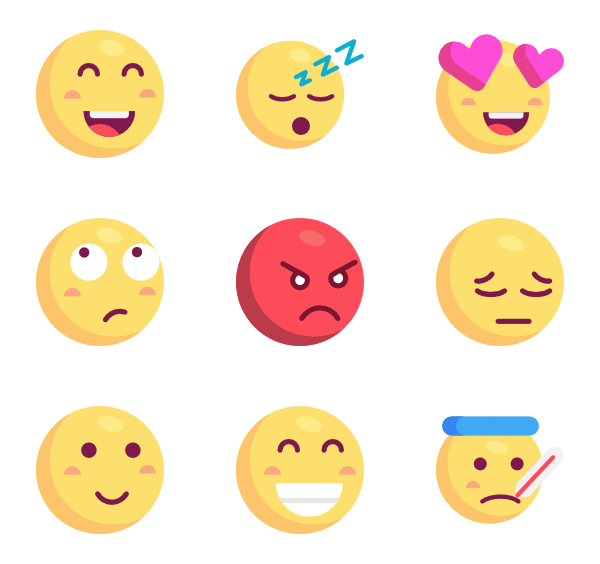 Emoticons collection. Flat emoji set. Cute smileys icon pack 