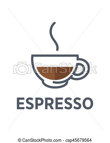 Coffee Espresso Drink Steam Cup Vector Flat Cafe Icon Stock Vector 