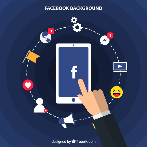 Facebook wallpaper with icons in flat design Vector | Free Download