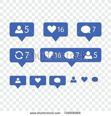 Like Symbol Message Notification Set Instagram Stock Vector 