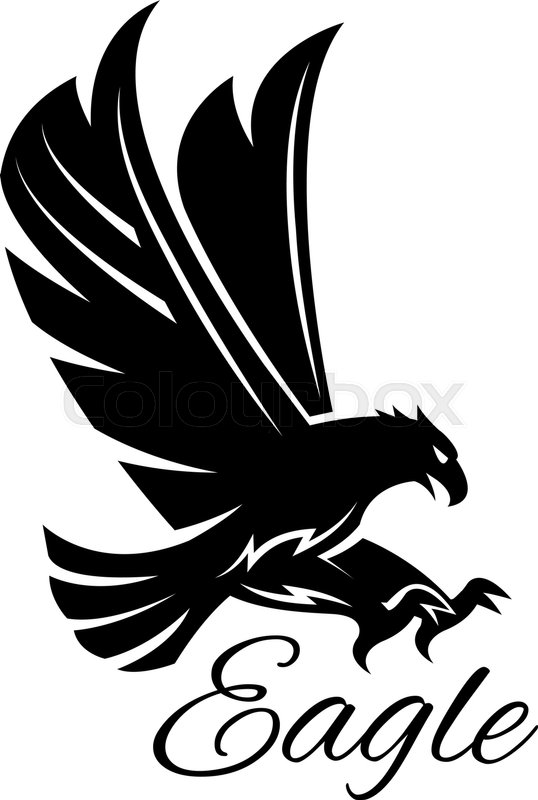 Black eagle emblem. Heraldic gothic vulture or falcon isolated 