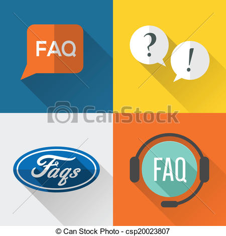 Faqs icons set flat design. Faq (frequently asked questions 