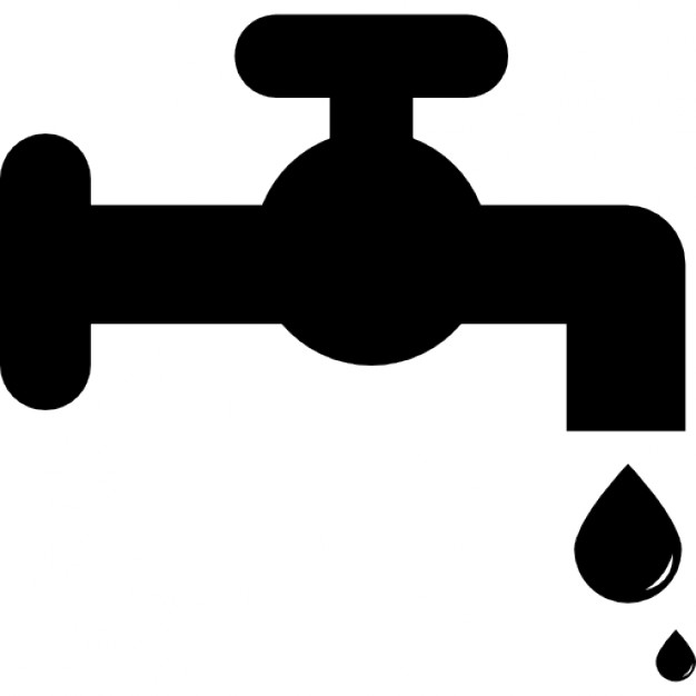 Faucet side view with falling drop of water Icons | Free Download