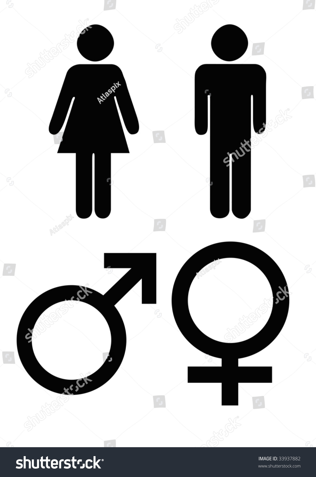 Female, male, gender icon on white background vector clip art 