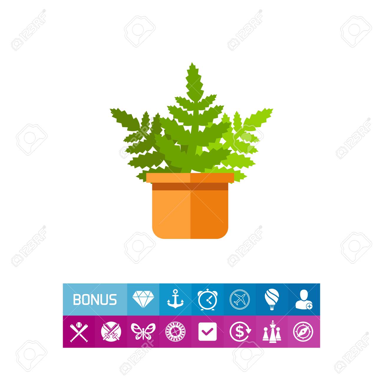 Palm leaf, fern leaf, leaf icon with long shadow, flat design 