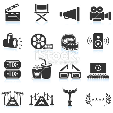 Black And White Film Reel Icon Isolated Royalty Free Cliparts 