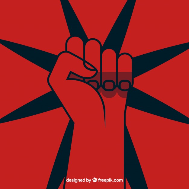 Clenched fist. vector fist icon. revolution fist. freedom concept 
