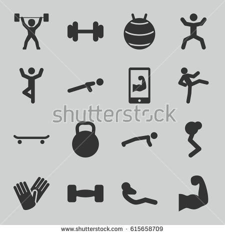 Fit Icons Set Set 16 Fit Stock Vector 615658709 - 