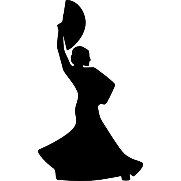 Flamenco couple of a female dancer and a male guitar player Icons 