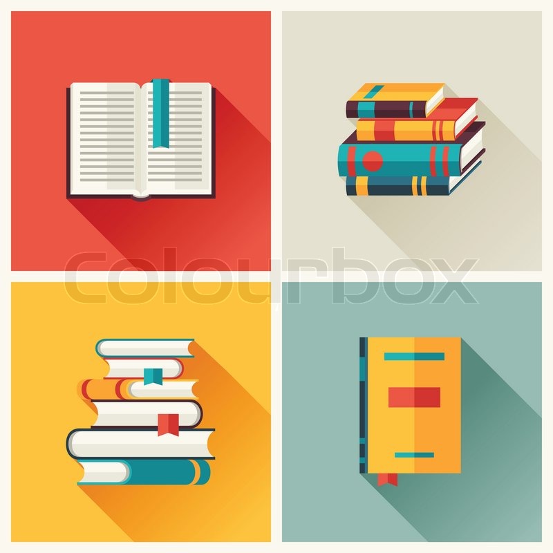 Book icon in flat style with long shadow Vector Image