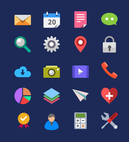 40 Beautiful Flat Icon Sets For Web UI Design | Icons | Graphic 