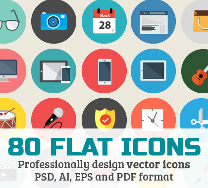 60 Free Flat Icons in Different Shapes | PSD, Vector