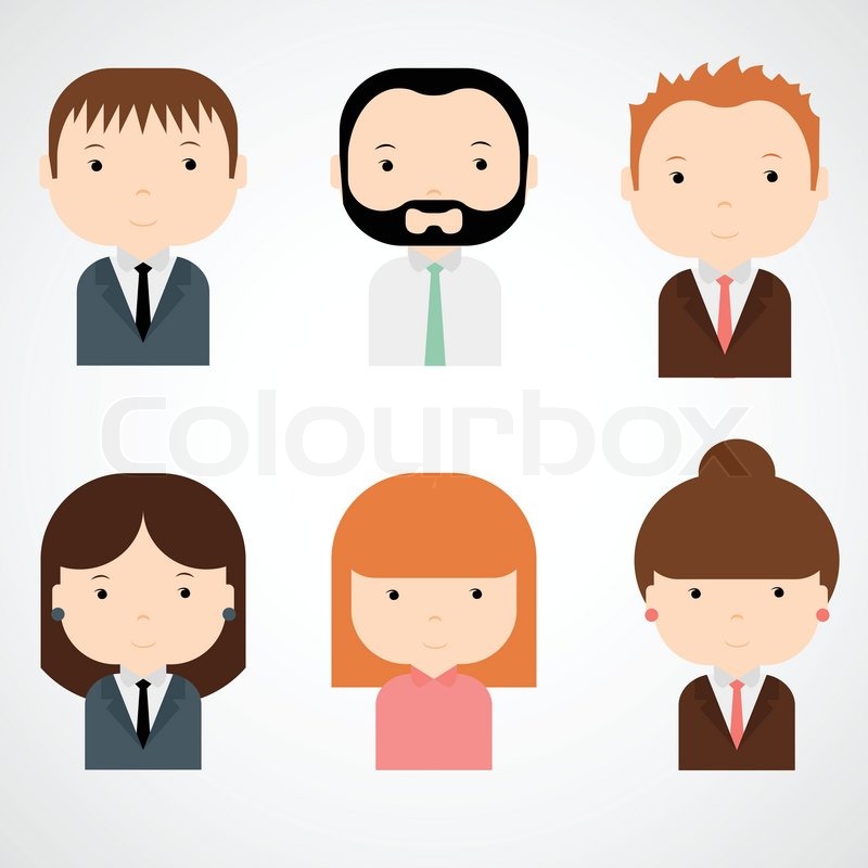 Vector flat round avatar icons, faces, people icons | Stock Vector 