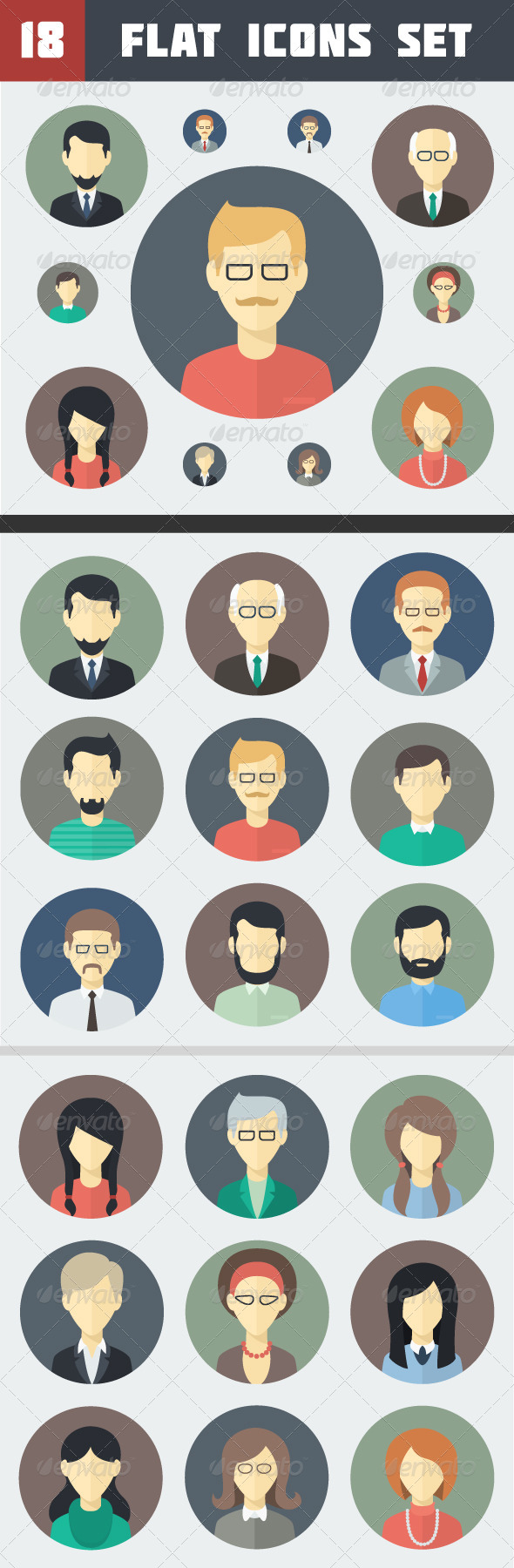 Flat Persons Icons Set 2 by MastakA on Creative Market | Places to 