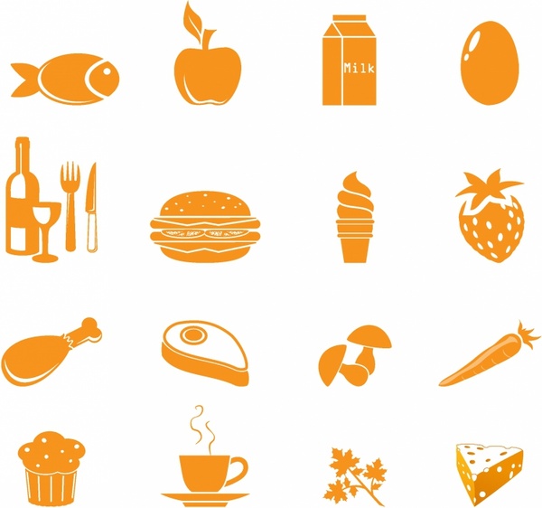 Black and white food icons Royalty Free Vector Image