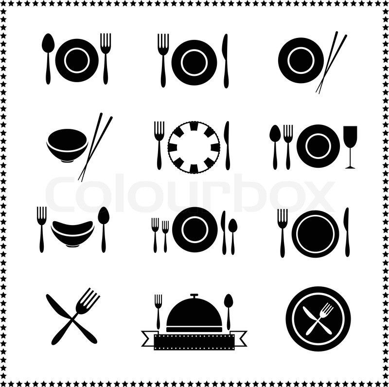 Menu (food Dish Icon) Orange Square Button Stock Photo, Picture 