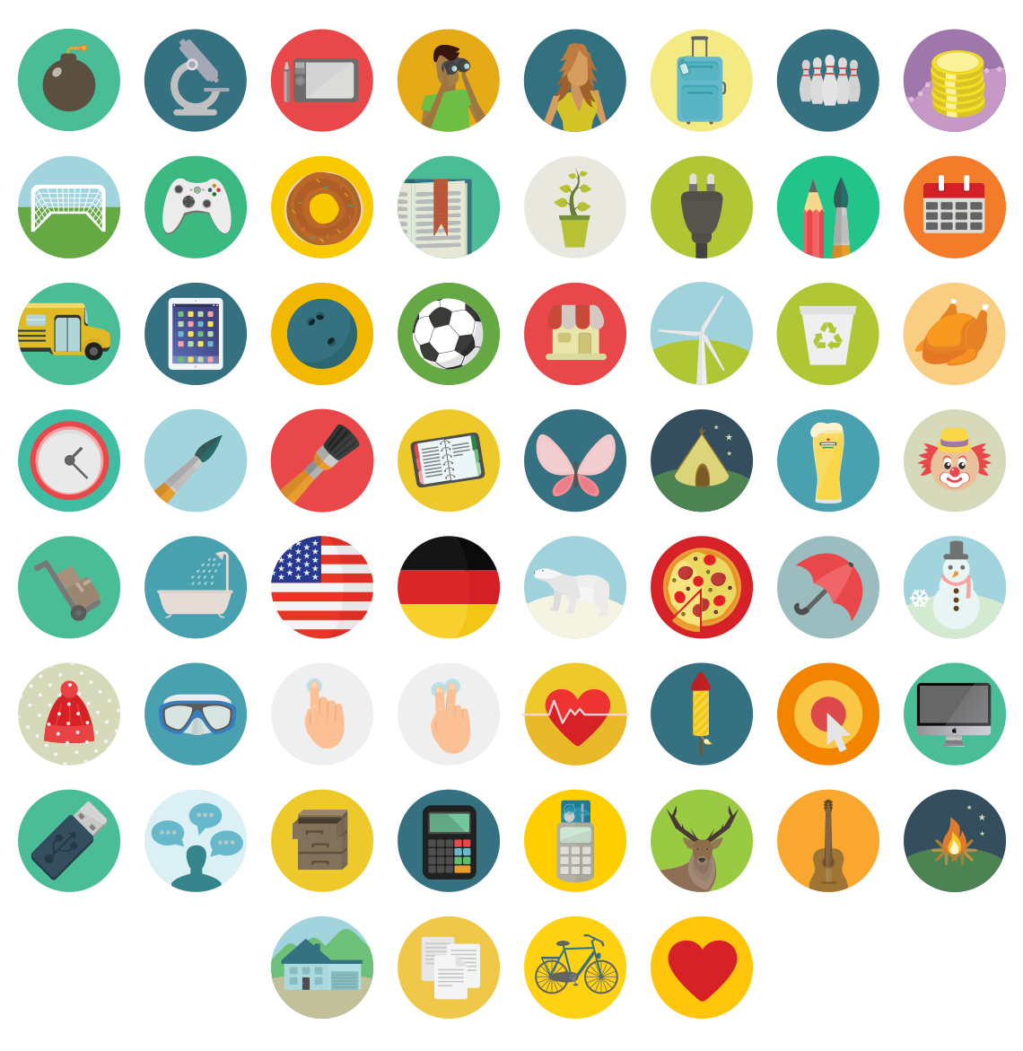 30 Internet contact circle icons - Vector download