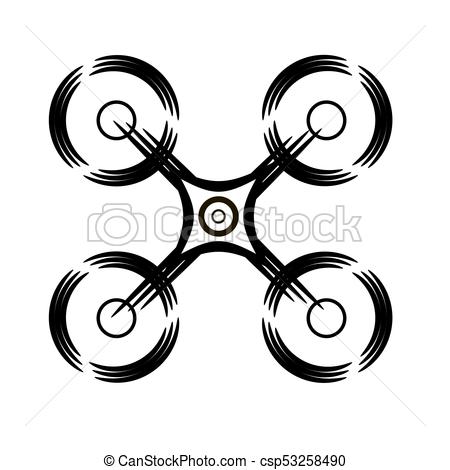 Drone Black And White Icon Quadrocopter Illustration. Drone Flat 