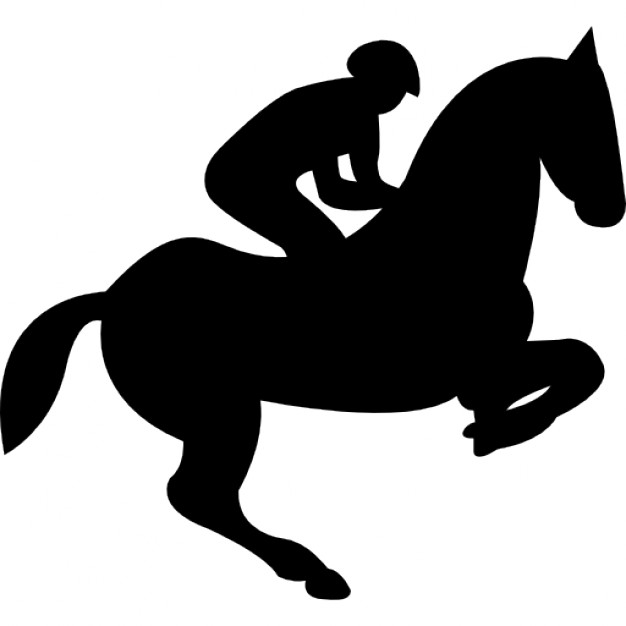Jumping horse with jockey silhouette Icons | Free Download