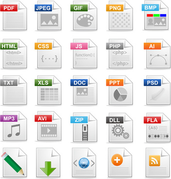 Colorful filetype Icons Royalty Free Vector Clip Art Image #49569 