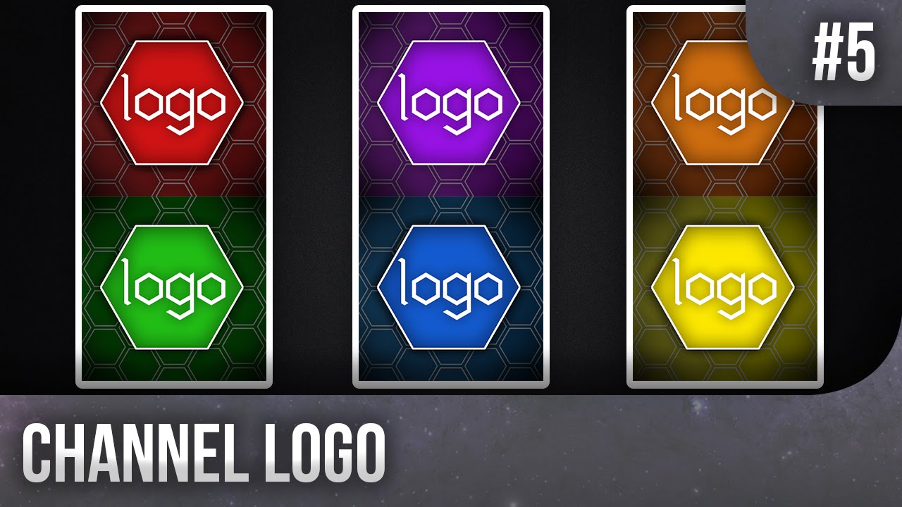6 Colours) Hexagon Channel Icon Template 5 - Free Photoshop 