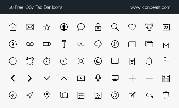 IconBeast Lite 7 | Free iOS 7 Tab Bar Icons - Icon Deposit