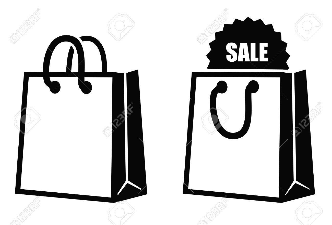 Duty free shopping bag icon white Royalty Free Vector Image